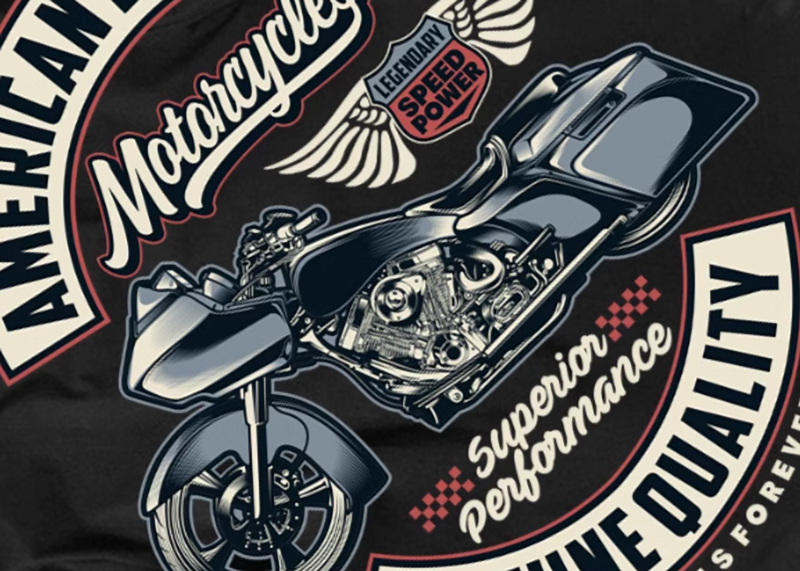 Skull Bike Print T-Shirt V0004