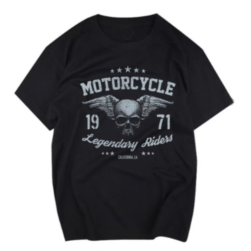 Skull Bike Print T-Shirt V0004