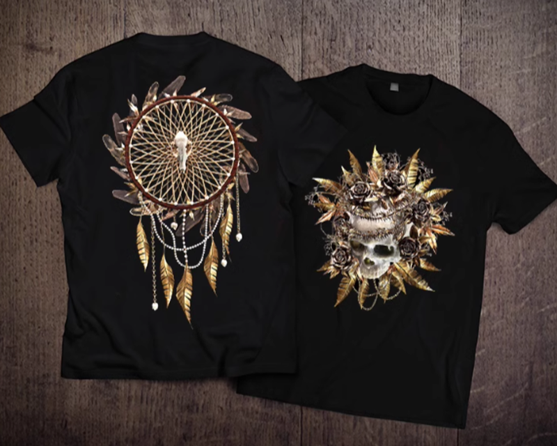 Dreamcatcher retro feather print T-shirt V0005