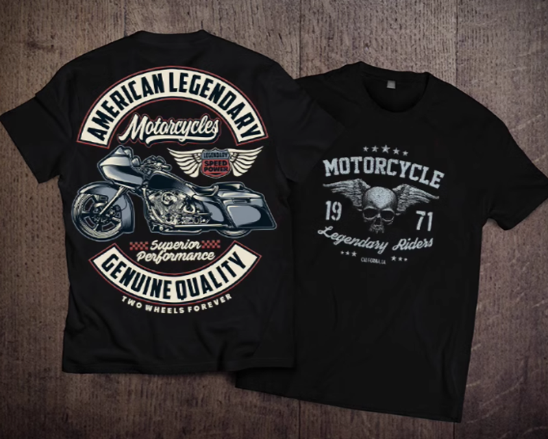 Skull Bike Print T-Shirt V0004