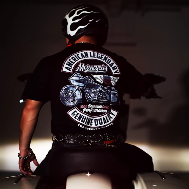 Skull Bike Print T-Shirt V0004