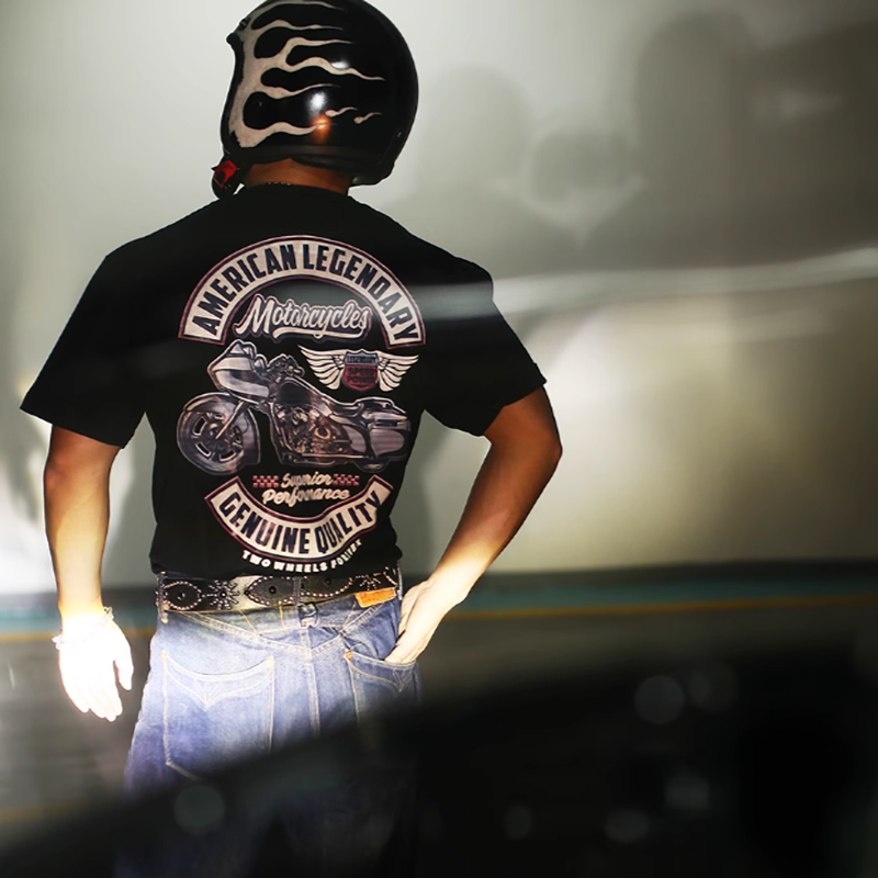 Skull Bike Print T-Shirt V0004