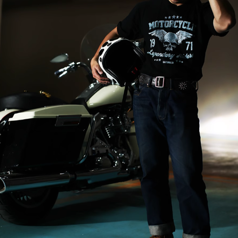 Skull Bike Print T-Shirt V0004