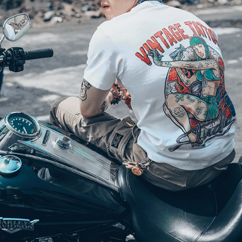 Street Swimwear Tattoo Print Tee V0007