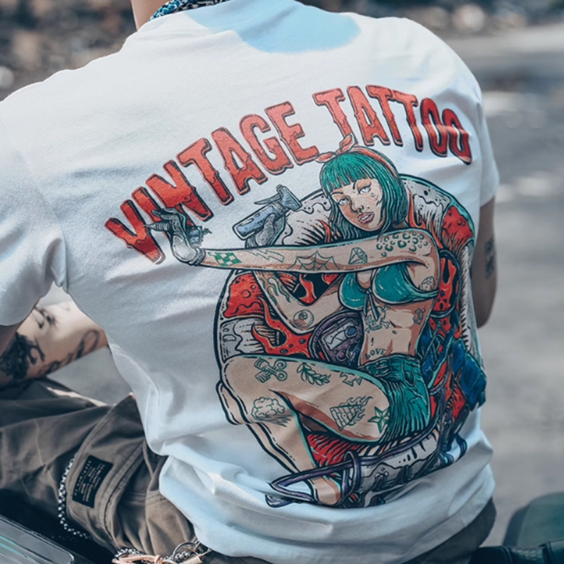 Street Swimwear Tattoo Print Tee V0007