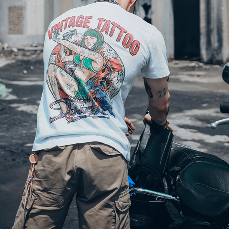 Street Swimwear Tattoo Print Tee V0007
