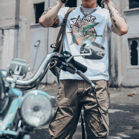 Street Swimwear Tattoo Print Tee V0007