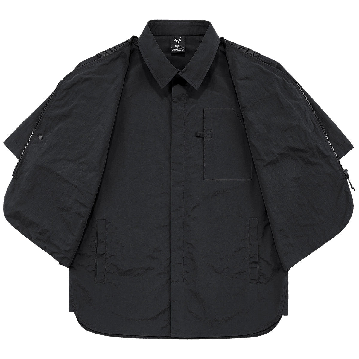 Fake layered multi-pocket shirt V0592