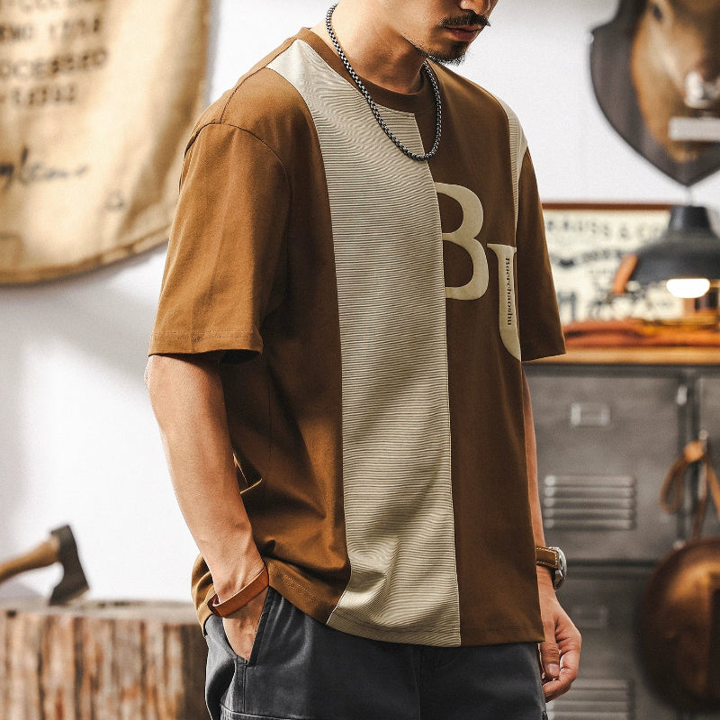 American Retro Bicolor Stitch Tee V0577