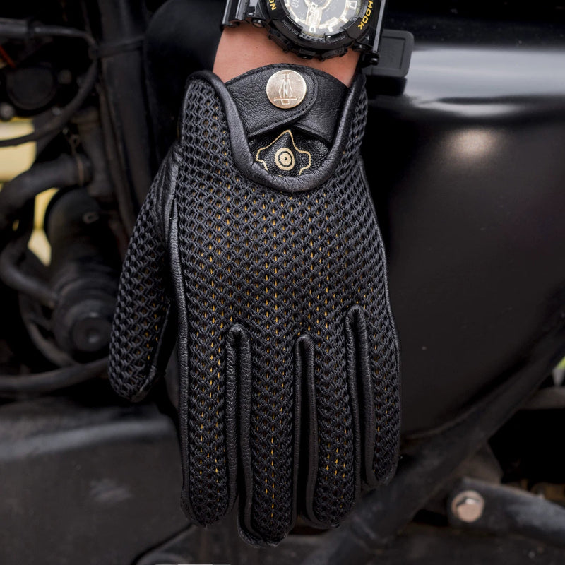Leather Mesh Riding Gloves V0562
