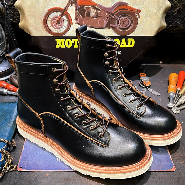 Retro Leather High-Top Boots V0805