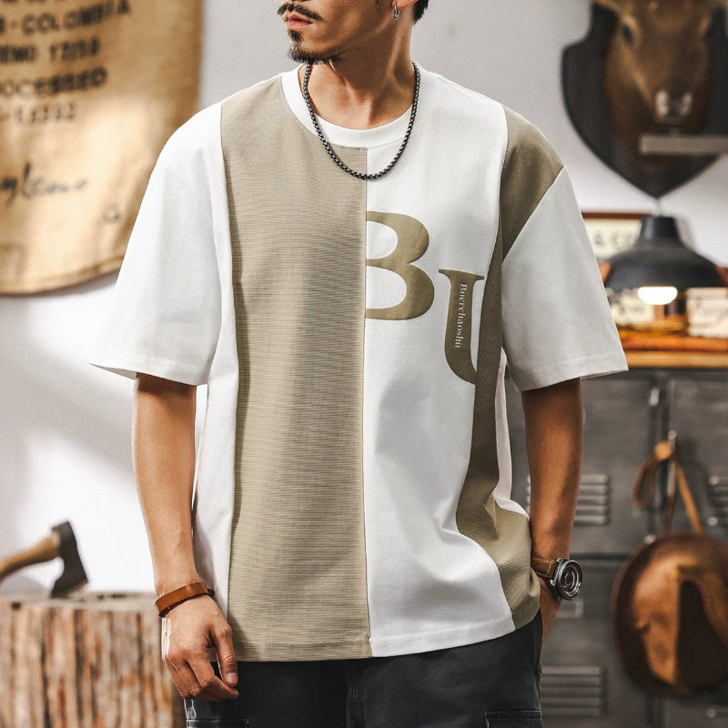 American Retro Bicolor Stitch Tee V0577