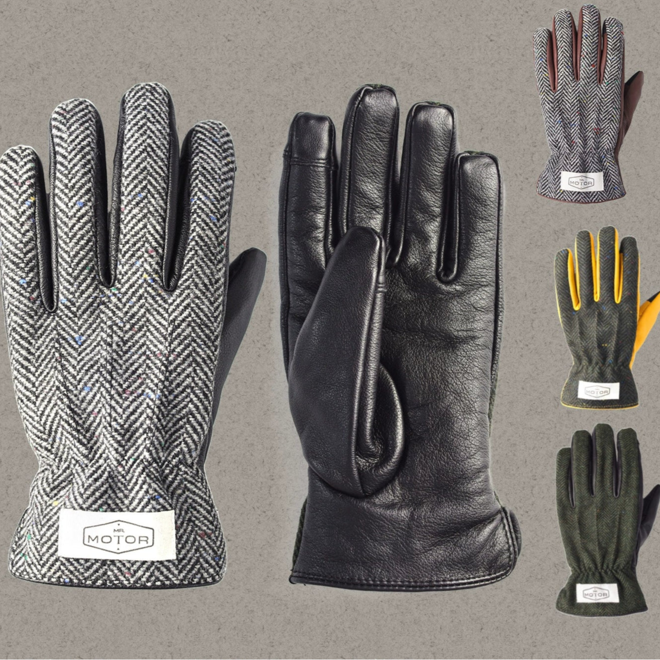 Wool & Leather Touchscreen Biker Gloves V0799