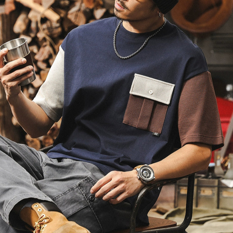 Heavyweight Retro Color Block Tee V0575