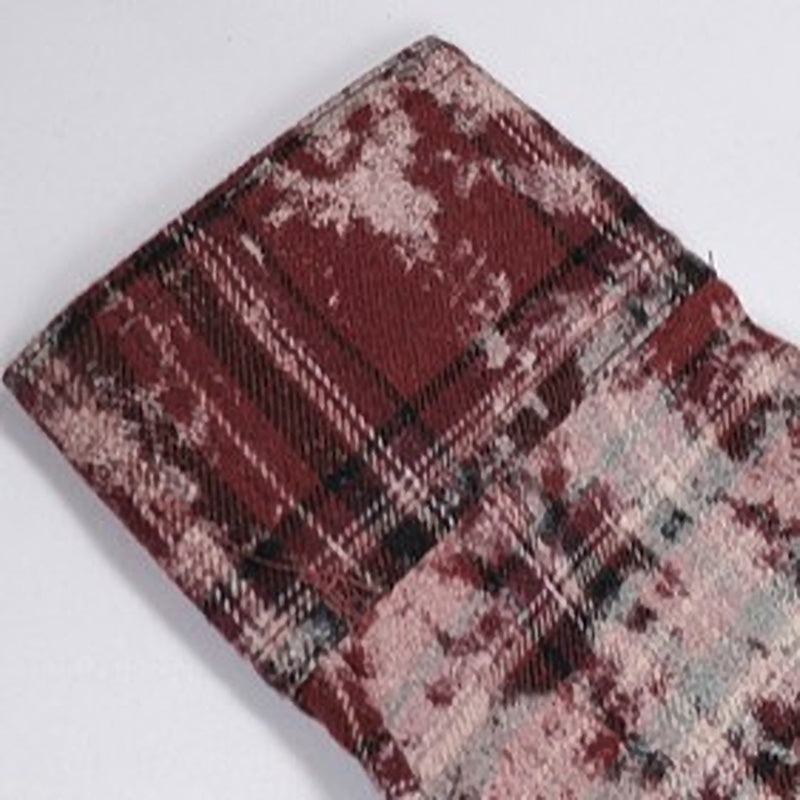 Retro Tie-Dye Plaid Overshirt for Couples V0532