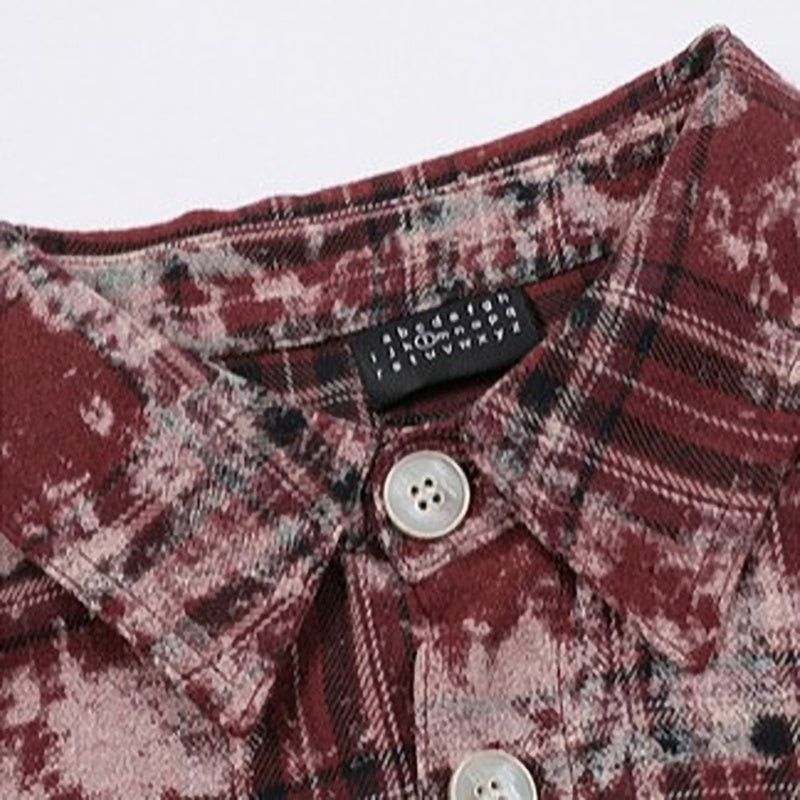 Retro Tie-Dye Plaid Overshirt for Couples V0532