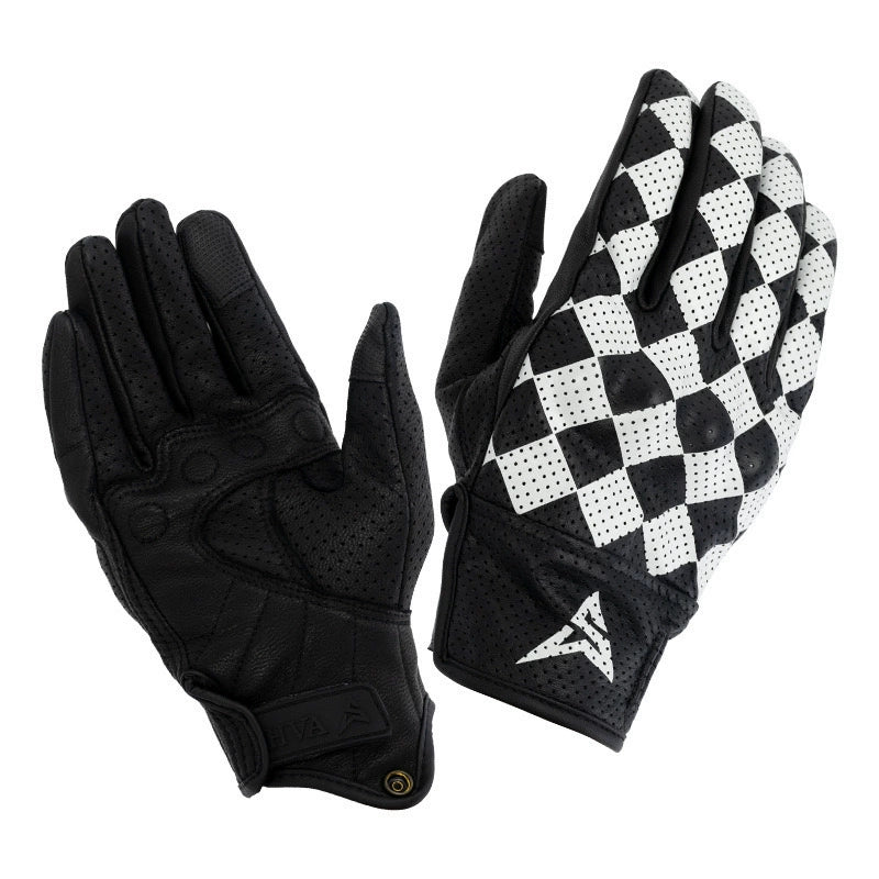 Retro Checkered Rider Gloves V0560