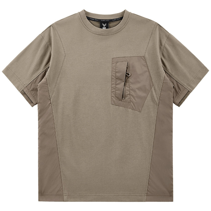 Splicing pocket short sleeve Tee V0588