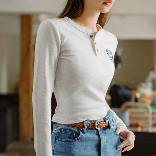Retro Soft Henley Shirt V0632