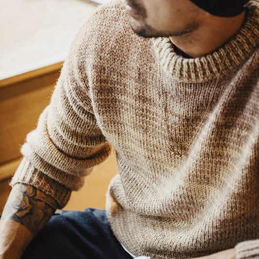 Gradient Stripe Knit Crewneck Sweater V1069