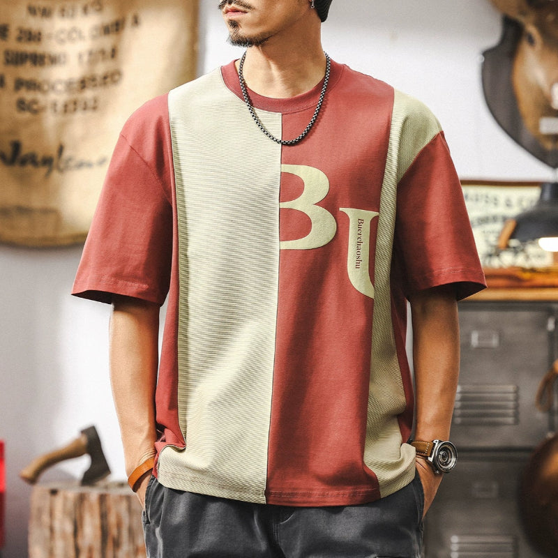 American Retro Bicolor Stitch Tee V0577