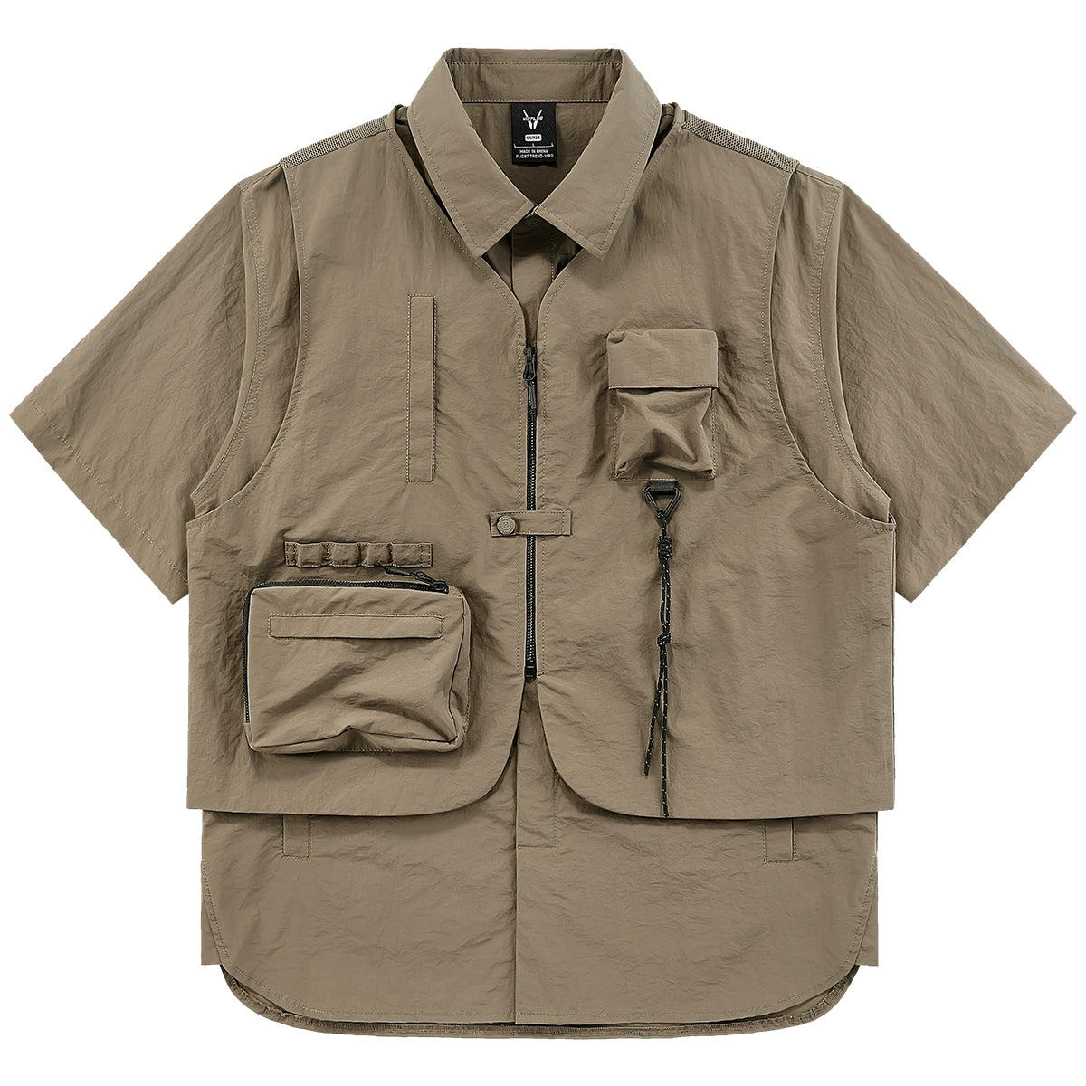 Fake layered multi-pocket shirt V0592