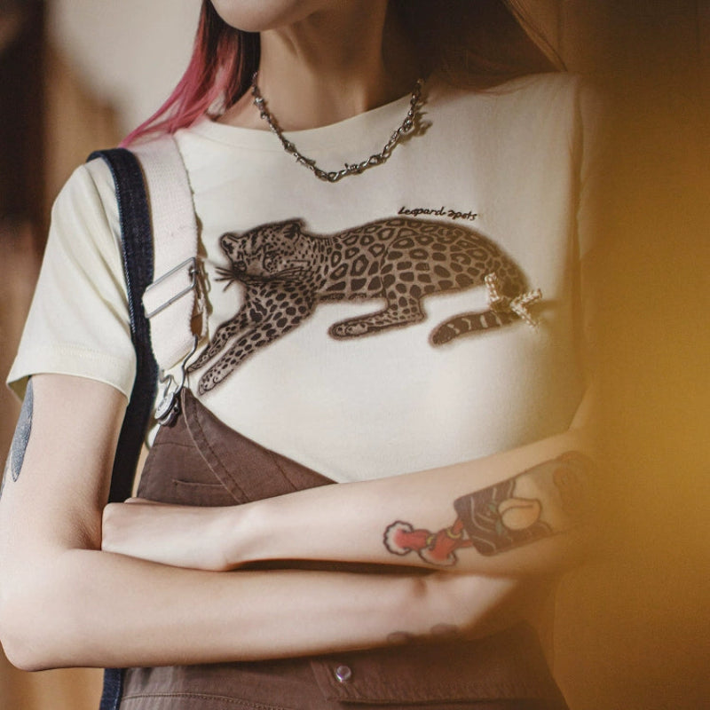 Vintage Animal motif Summer Tee V0634