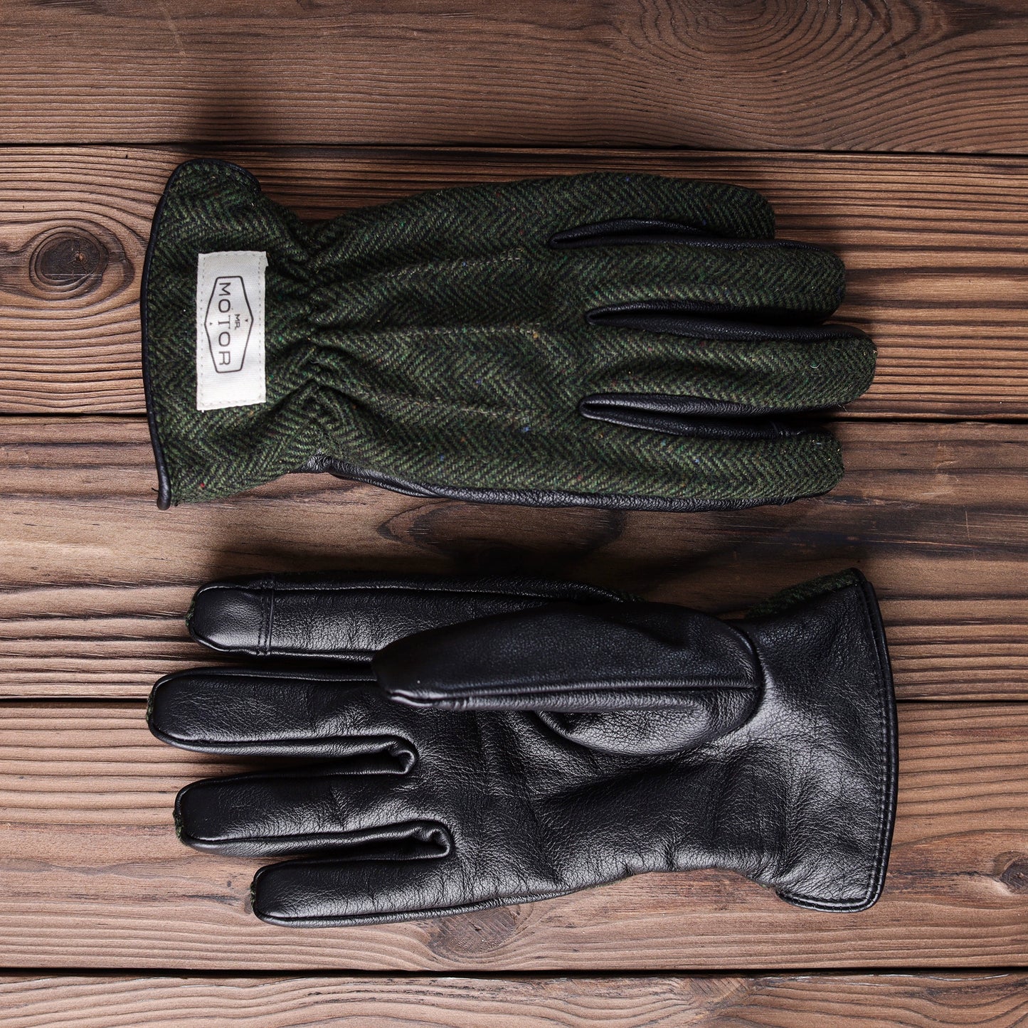 Wool & Leather Touchscreen Biker Gloves V0799