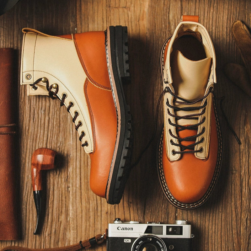 Retro Cowhide Work Boots V0795