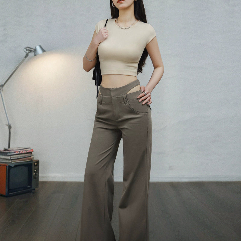 Chic Hollow-Waist Micro Pants V0645