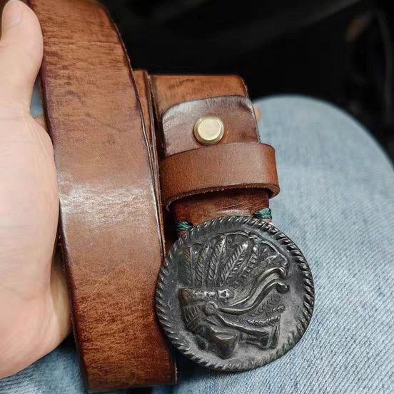 Vintage Frosted Buckle Leather Belt V0801