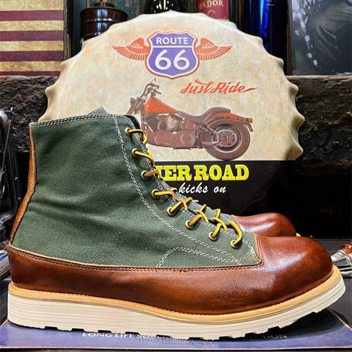 Retro Leather Biker Boots V0803