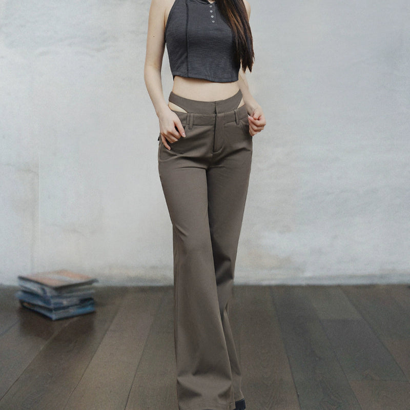 Chic Hollow-Waist Micro Pants V0645