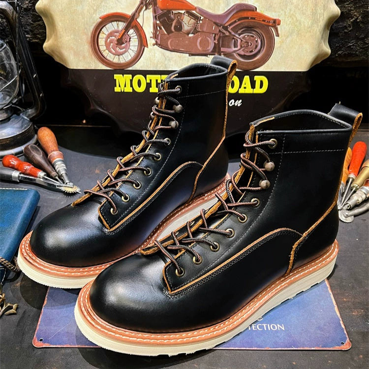 Retro Leather High-Top Boots V0805