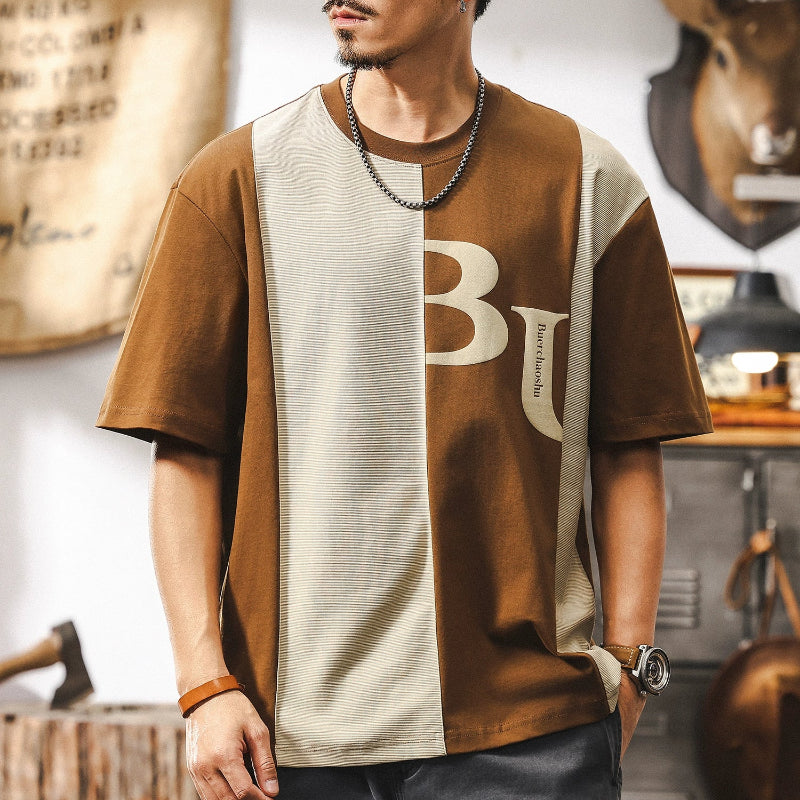 American Retro Bicolor Stitch Tee V0577