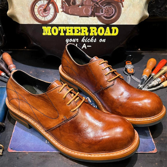 Retro American Derby Leather Shoes V0728