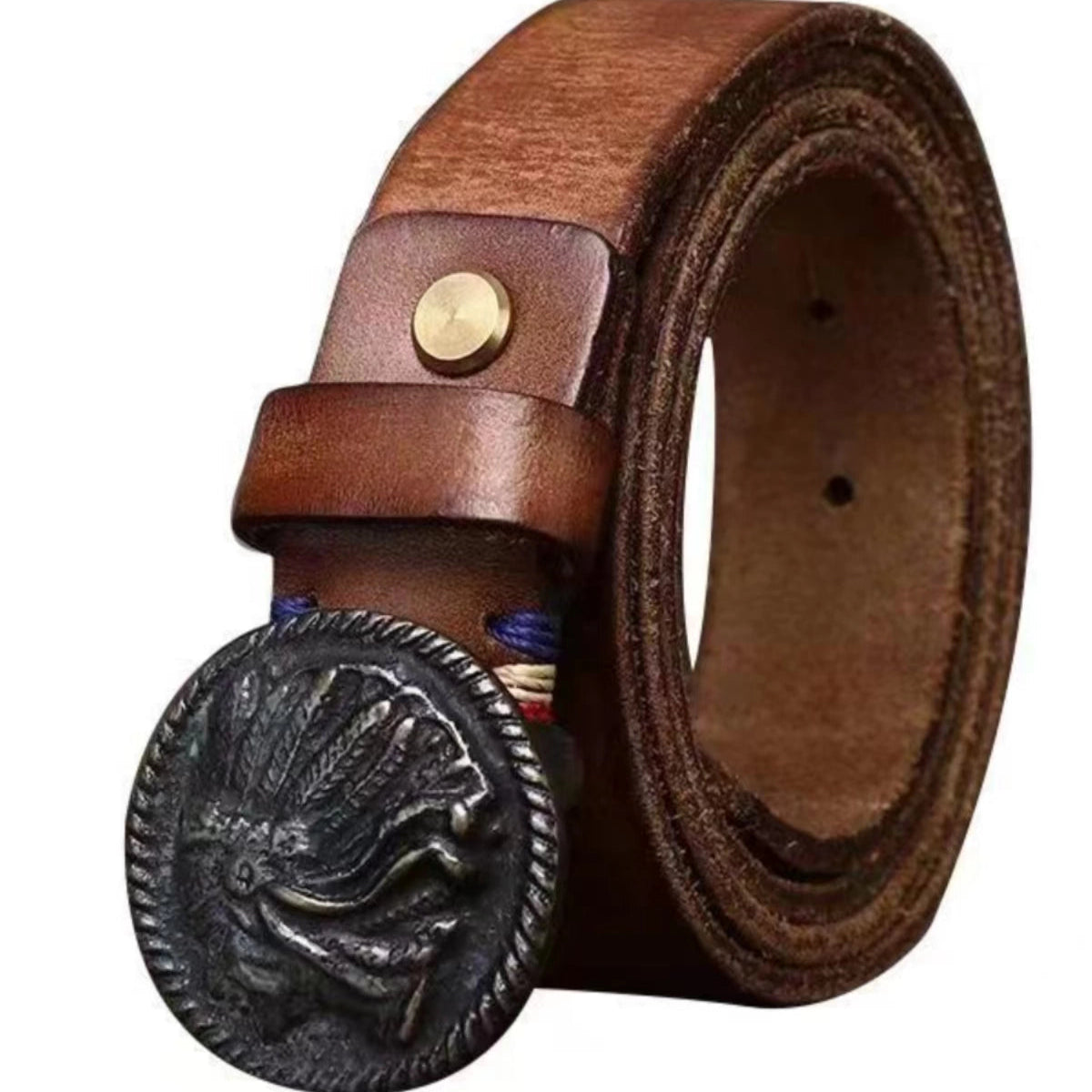 Vintage Frosted Buckle Leather Belt V0801