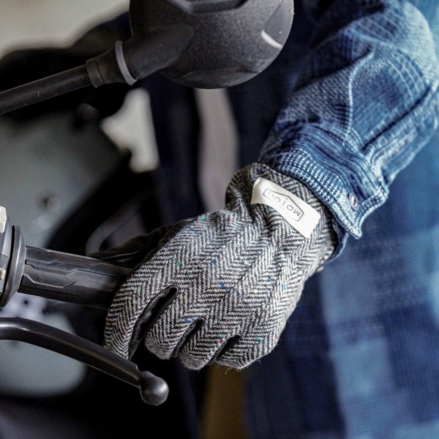 Wool & Leather Touchscreen Biker Gloves V0799