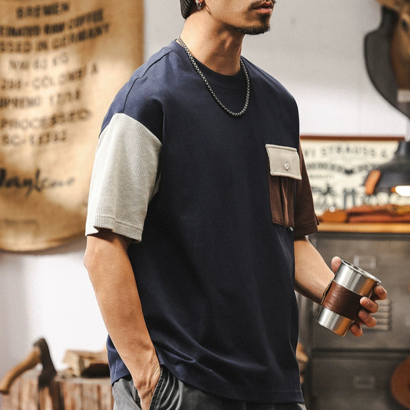 Heavyweight Retro Color Block Tee V0575