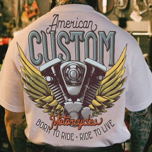 Retro Wings Motorcycle Tee V0568