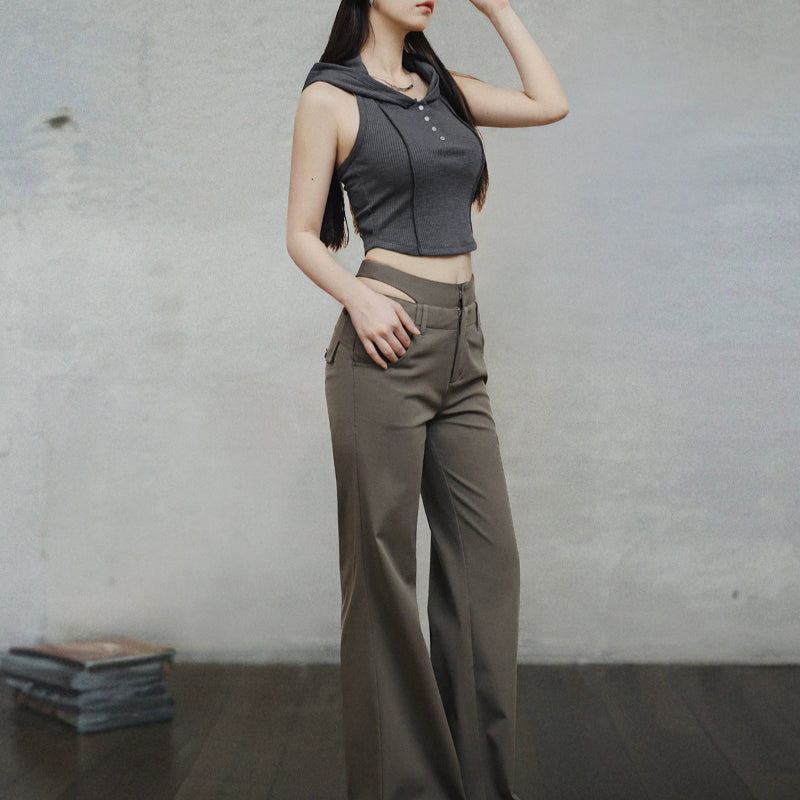Chic Hollow-Waist Micro Pants V0645