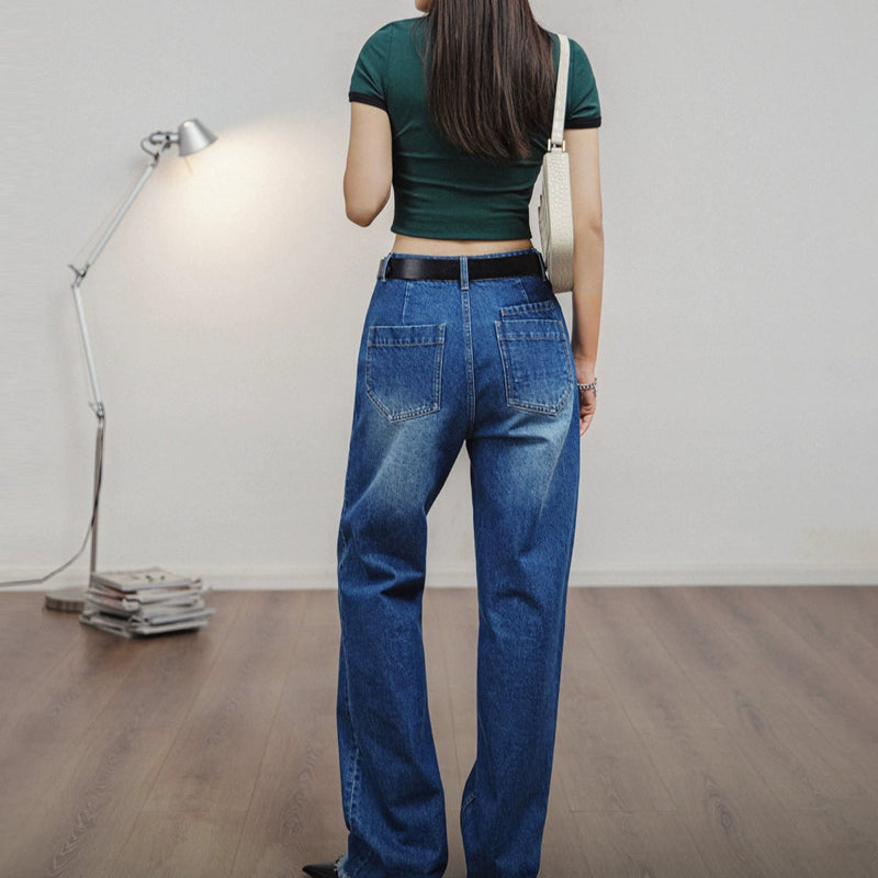 Retro Denim Drape Pants V0637