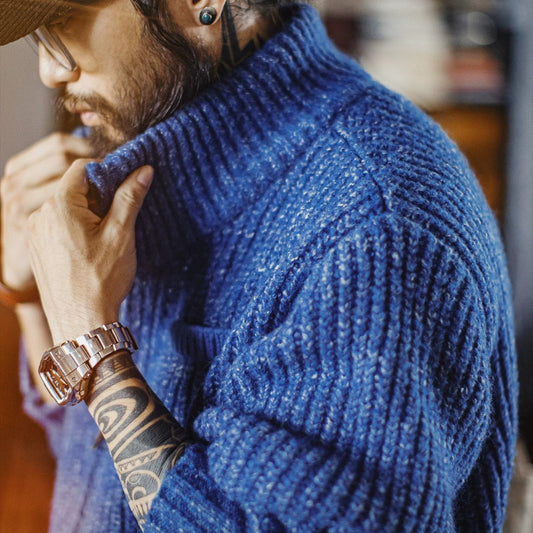 Thick High-Neck Knit Cardigan V1066