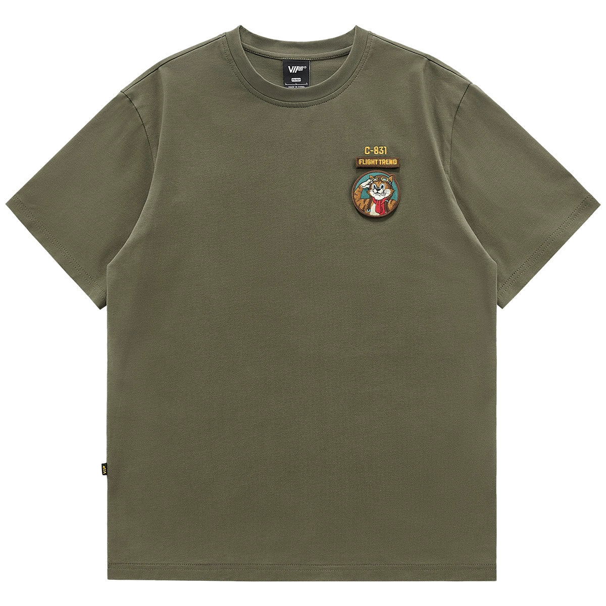 Retro Embroidered Cotton Tee V0604