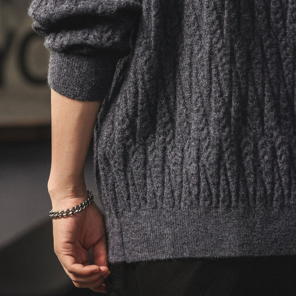 Winter Cable-Knit Relaxed-Fit Sweater V1068