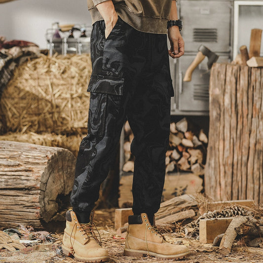 Marble ink pattern Cargo Pants V0751