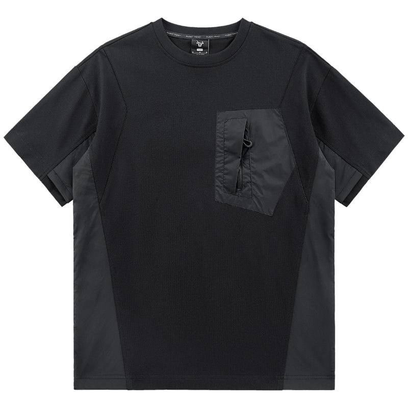 Splicing pocket short sleeve Tee V0588