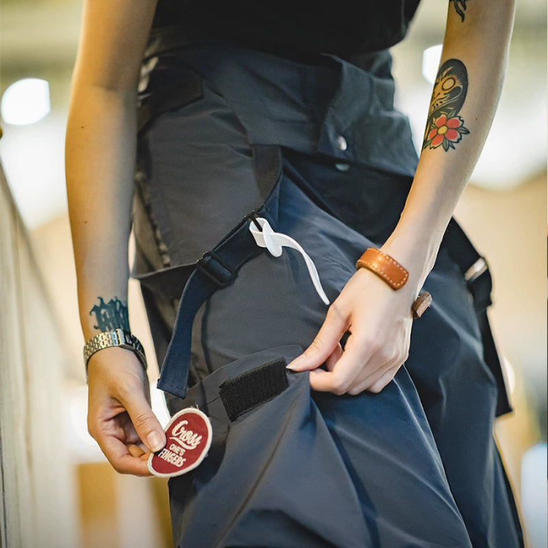 Retro Waterproof Wide-Leg Overalls V0636