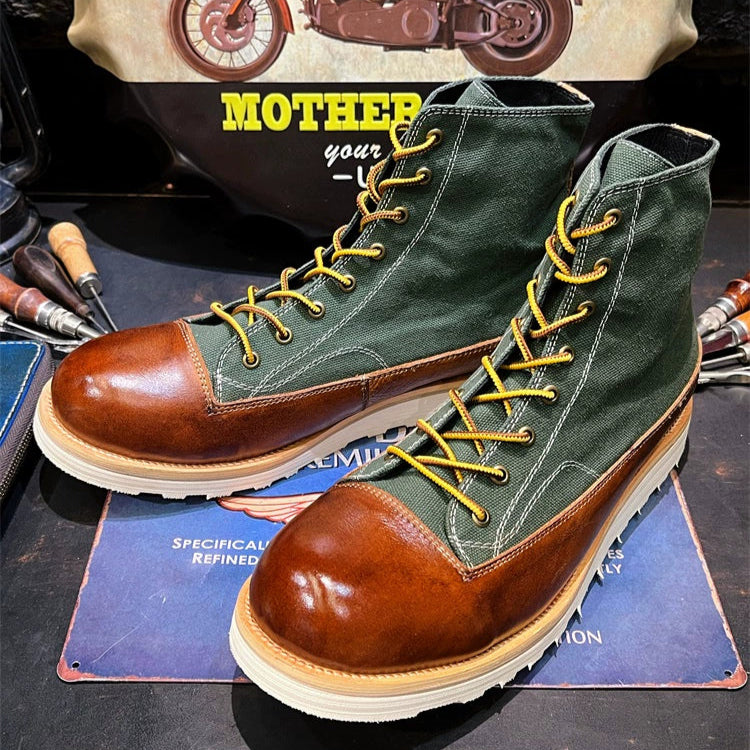 Retro Leather Biker Boots V0803