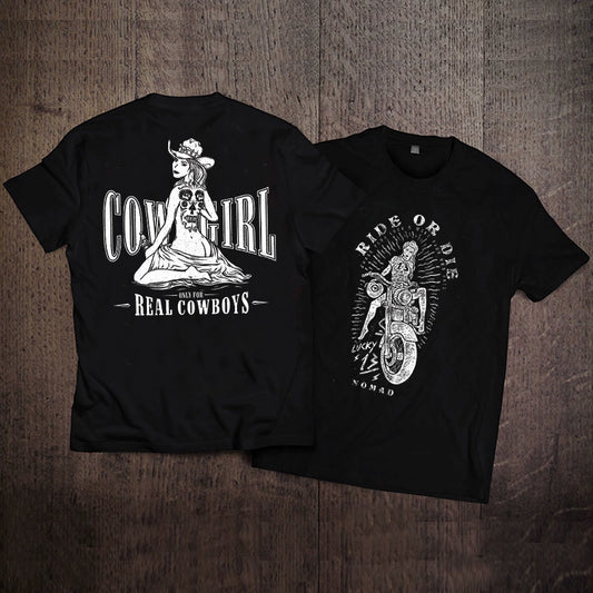 Rider Cowboy Retro Biker Tee V0571